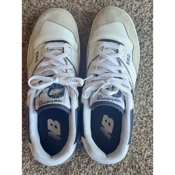 New Balance 550 White Navy Sneakers Men Size 12 BB550WA1 Retro Basketball Shoes